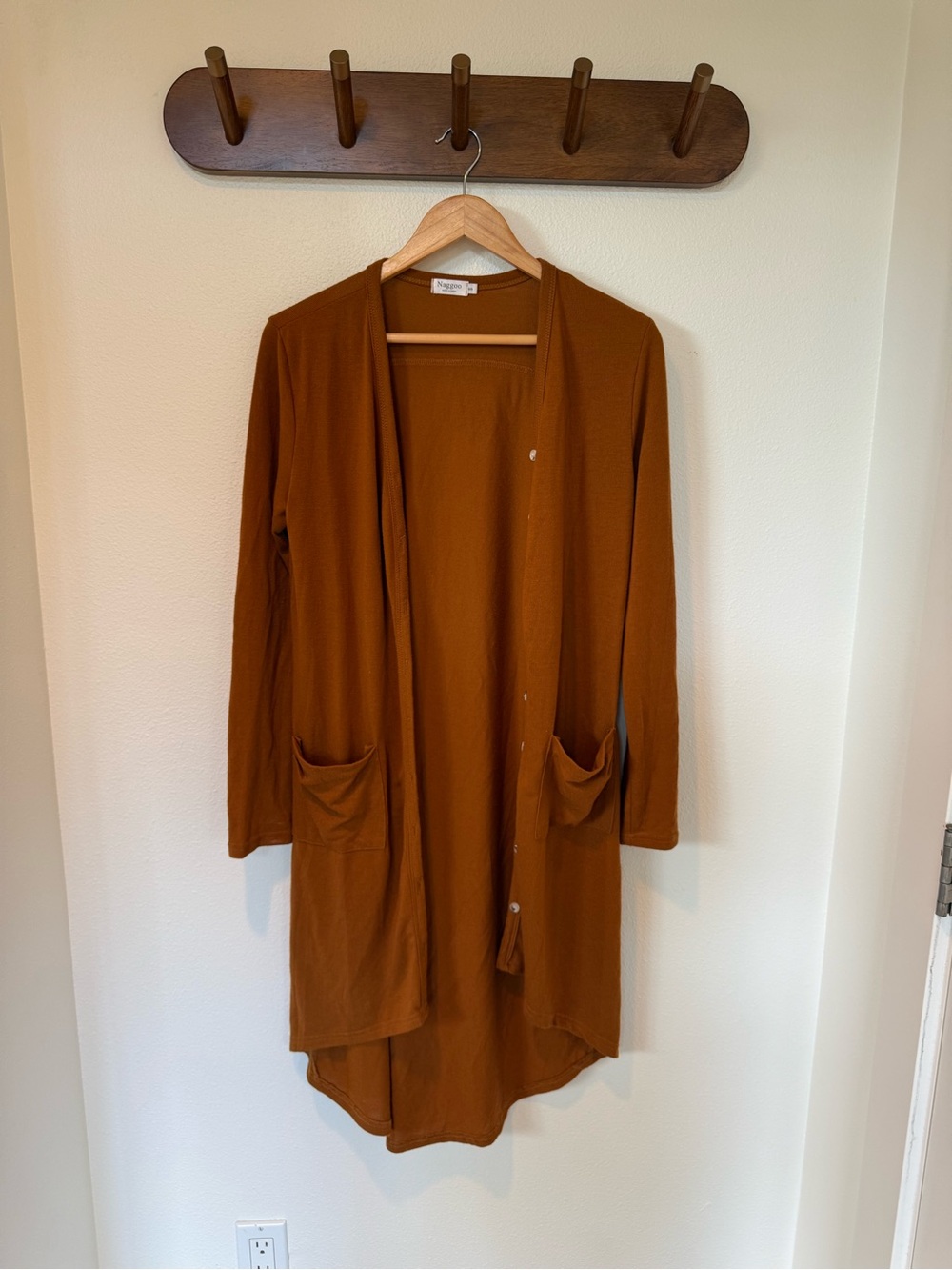 Rust Brown Open Cardigan